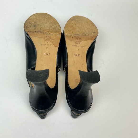 Paloma Sandals Size 9.5 AA Elegant Black Leather Heels Made In Italy - Picture 7 of 10